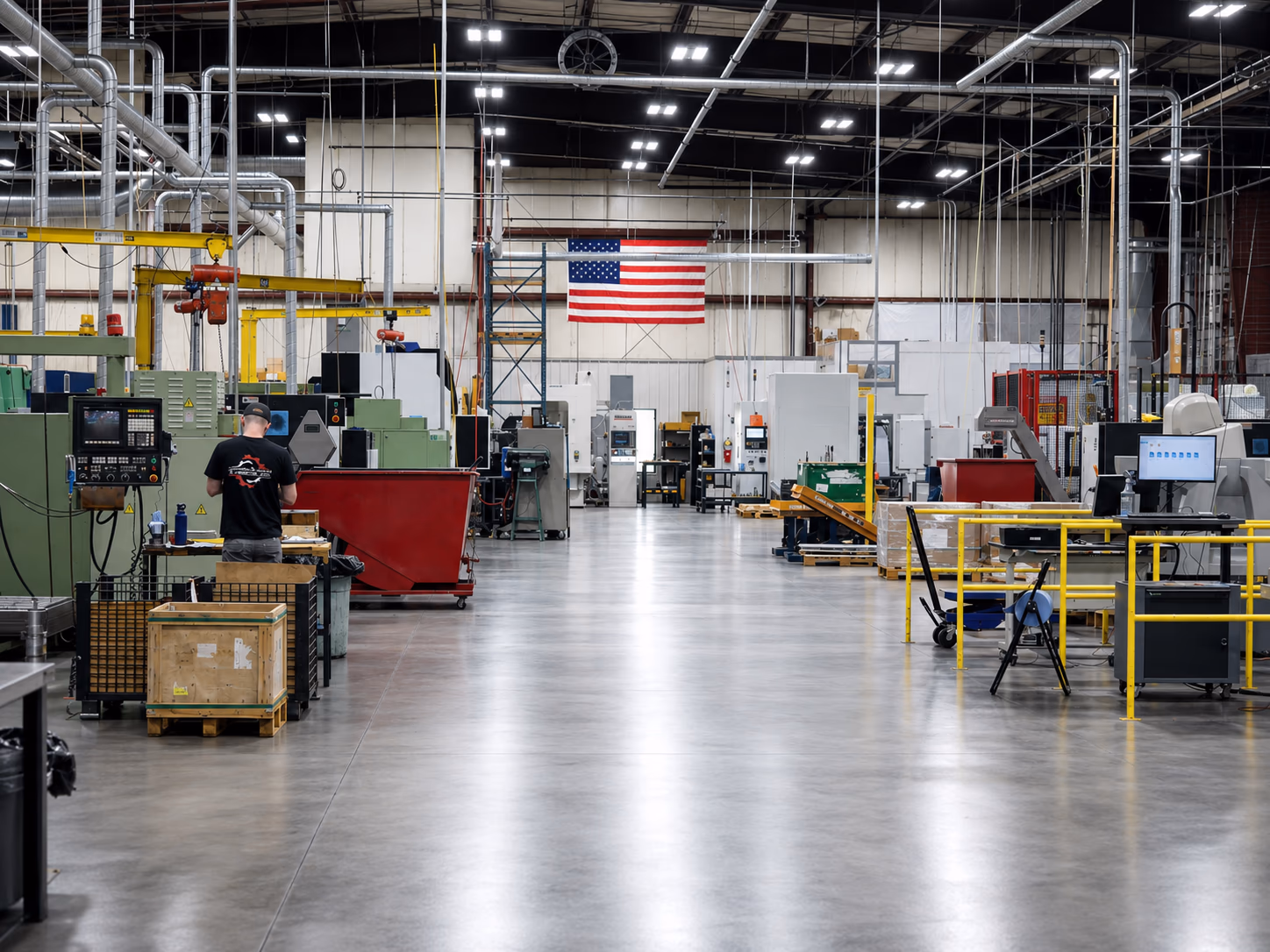 Machinist working on the clean Accurate Gear & Machine production floor